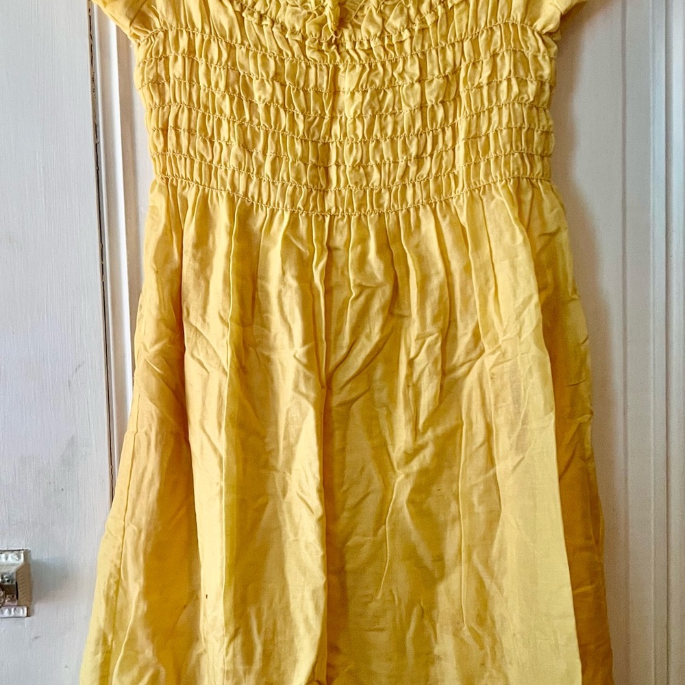 Max Studio shirred elasticized bodice yellow dress size L